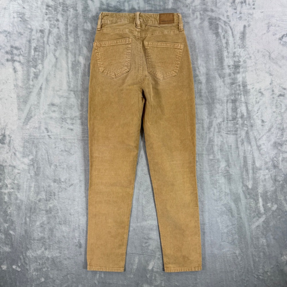 American Eagle Mom Straight Corduroy Jeans Women's Size 000 Tan Pants - Picture 2 of 8